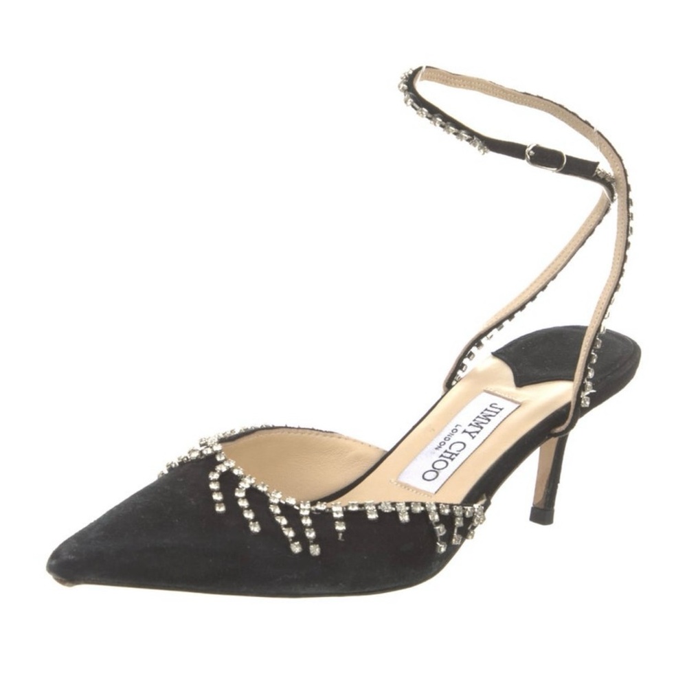 Jimmy Choo Black and Silver Embellished Heels